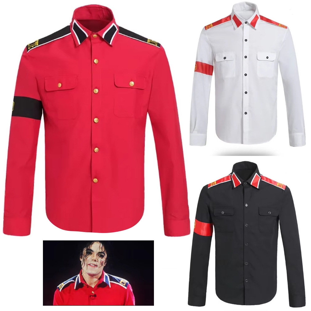 Military Shirt Men - Koszula męska Michaela Jacksona w stylu