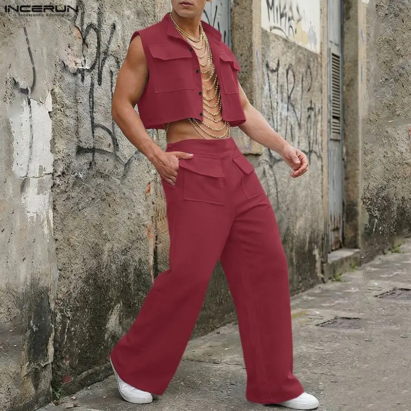 Men'S Spring Fashion - INCERUN Męskie Komplety Bez Rękawów: Krótkie