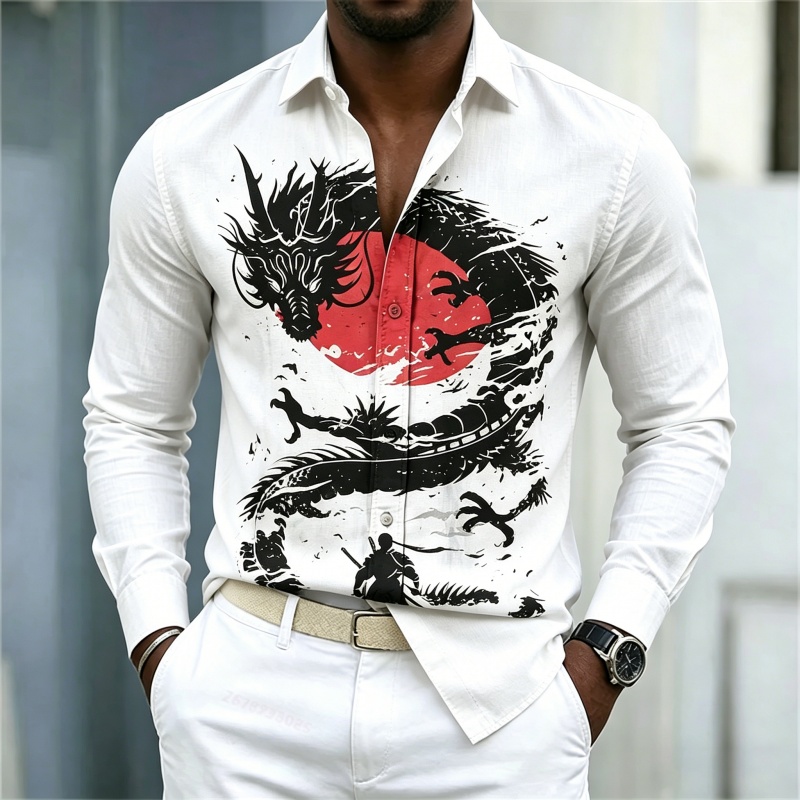 Fashion Mens Shirt - Koszula męska 2026 Nowa Biała Czarna
