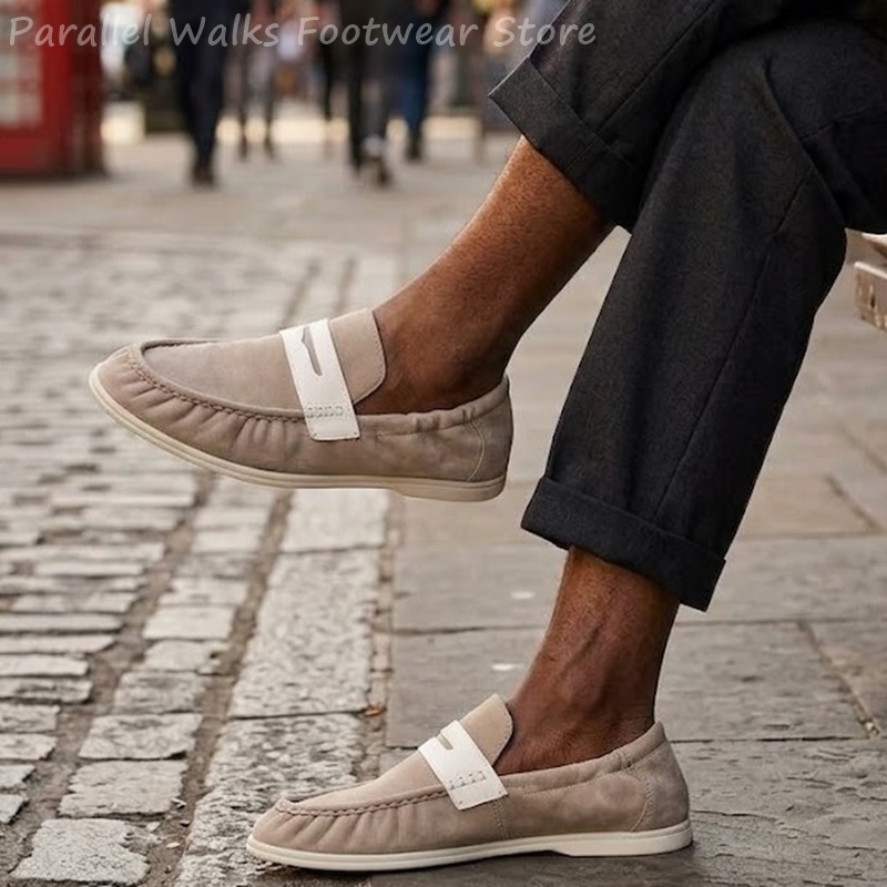 Suede Loafers Men - Męskie miękkie zamszowe mokasyny wsuwane na