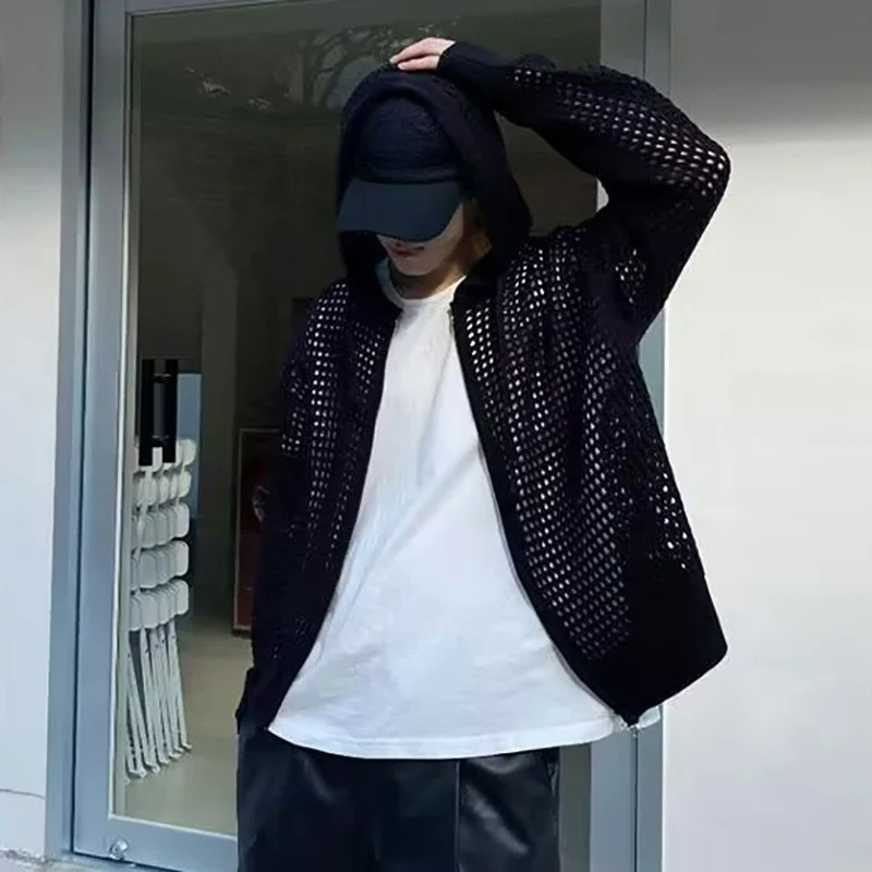 Men'S Fashion Zip Sweater - Męskie ażurowe płaszcze na co dzień