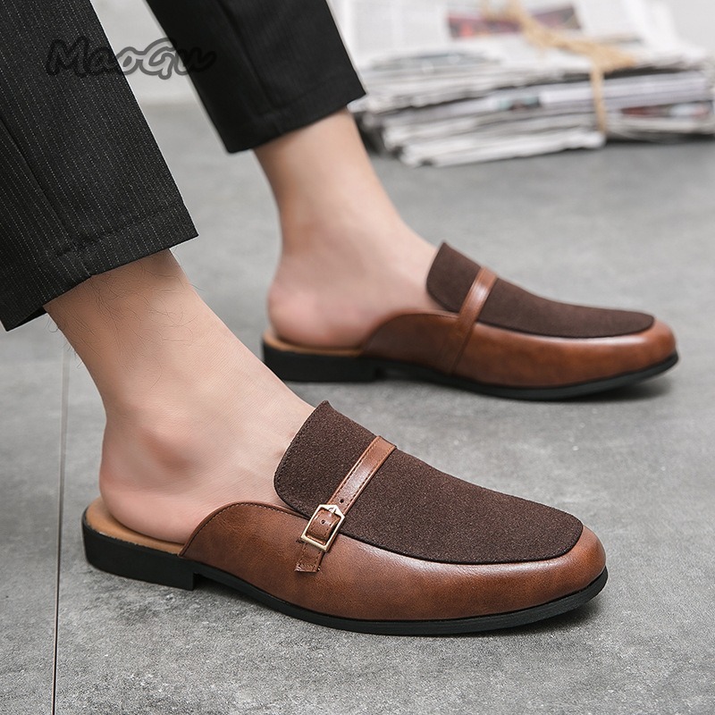 Suede Loafers Men - Męskie pantofle ze sztucznej skóry i