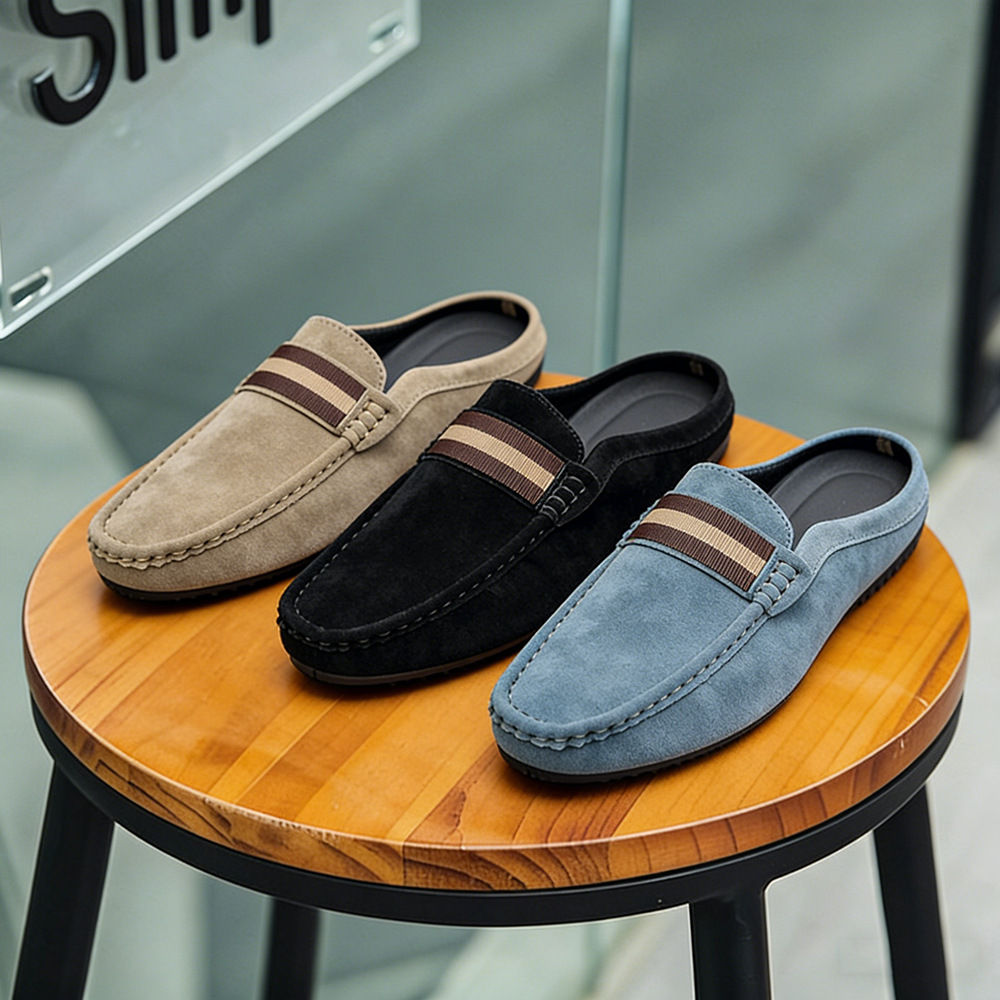 Suede Loafers Men - Letnie nowe męskie buty, skórzane klapki