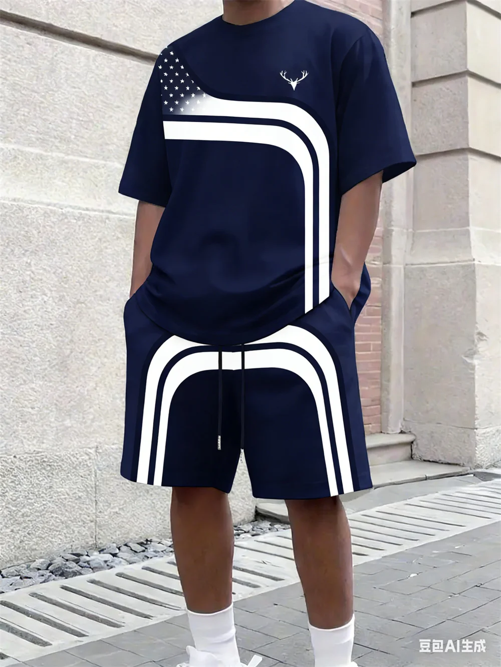 Men'S Fashion Clothing - Modny letni męski zestaw: T-shirt w