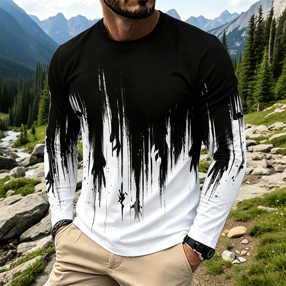 Men'S Spring Fashion - Męska koszulka z długim rękawem z