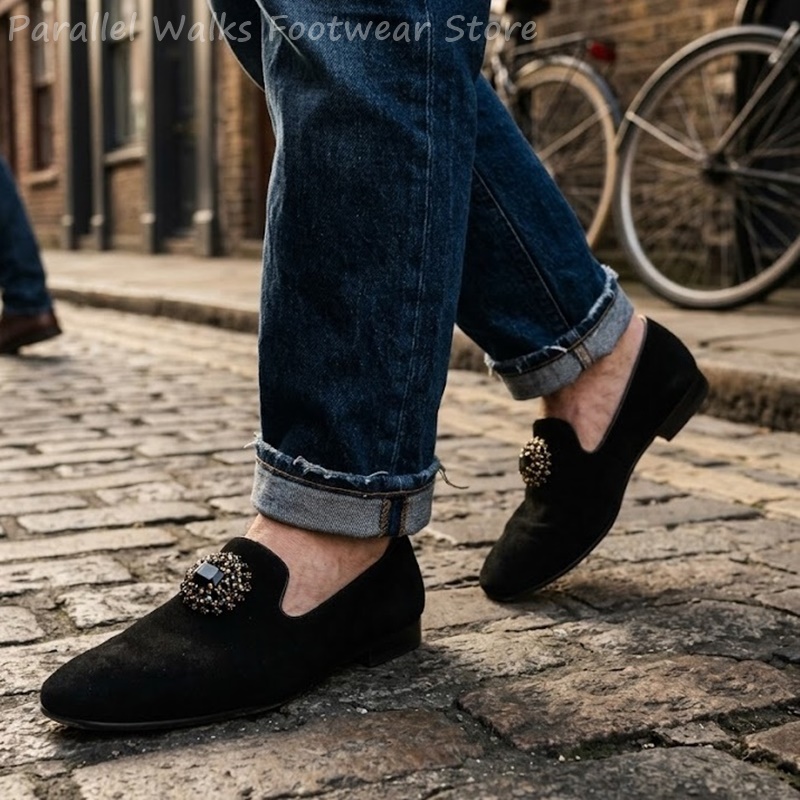 Męskie zamszowe mokasyny z ozd – Suede Loafers Men recenzja i cena