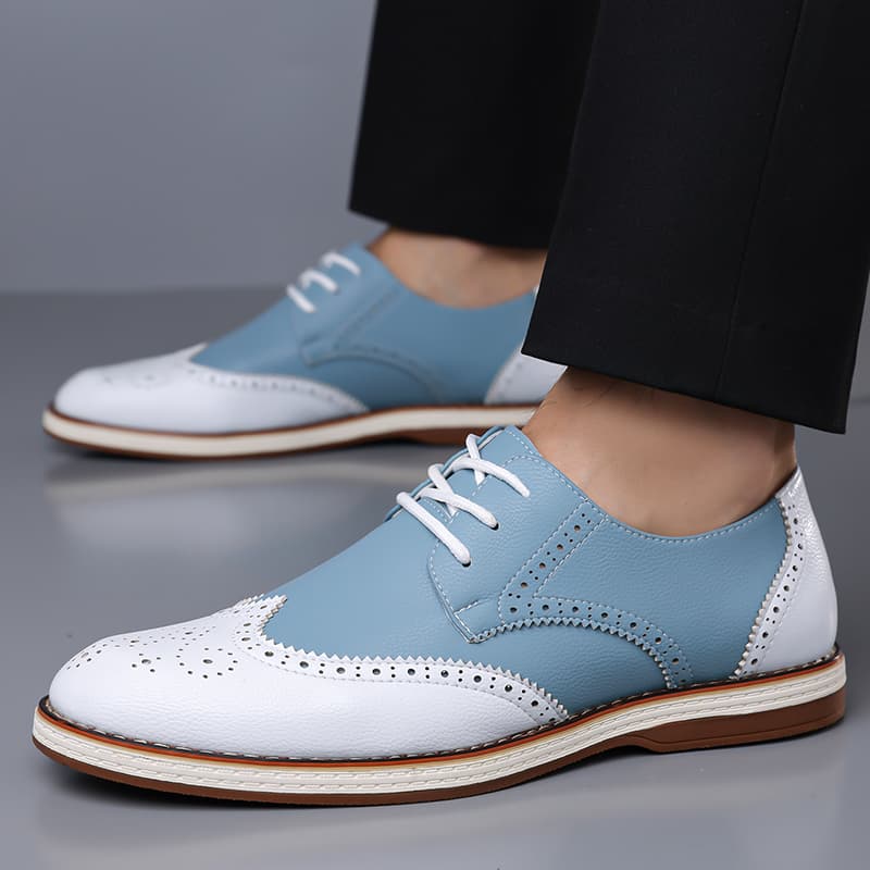 Męskie biało-niebieskie dwukol – Suede Loafers Men recenzja i cena