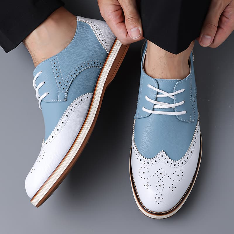 Męskie biało-niebieskie dwukol – Suede Loafers Men recenzja i cena