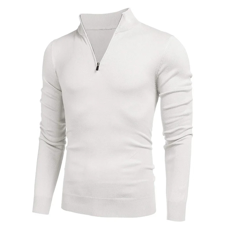 Jesienne męskie golfy Streetwe – Men'S Fashion Zip Sweater recenzja i cena
