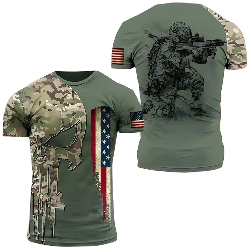 Letni nowy wojskowy nadruk męs – Military Shirt Men recenzja i cena