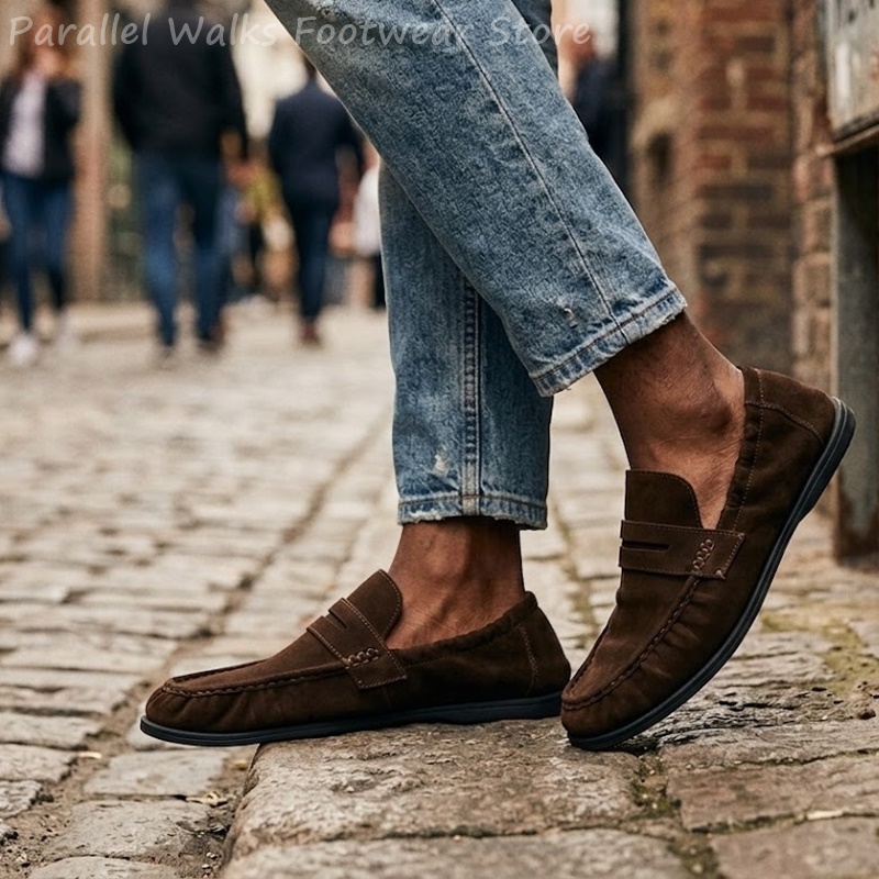 Męskie miękkie zamszowe mokasy – Suede Loafers Men recenzja i cena