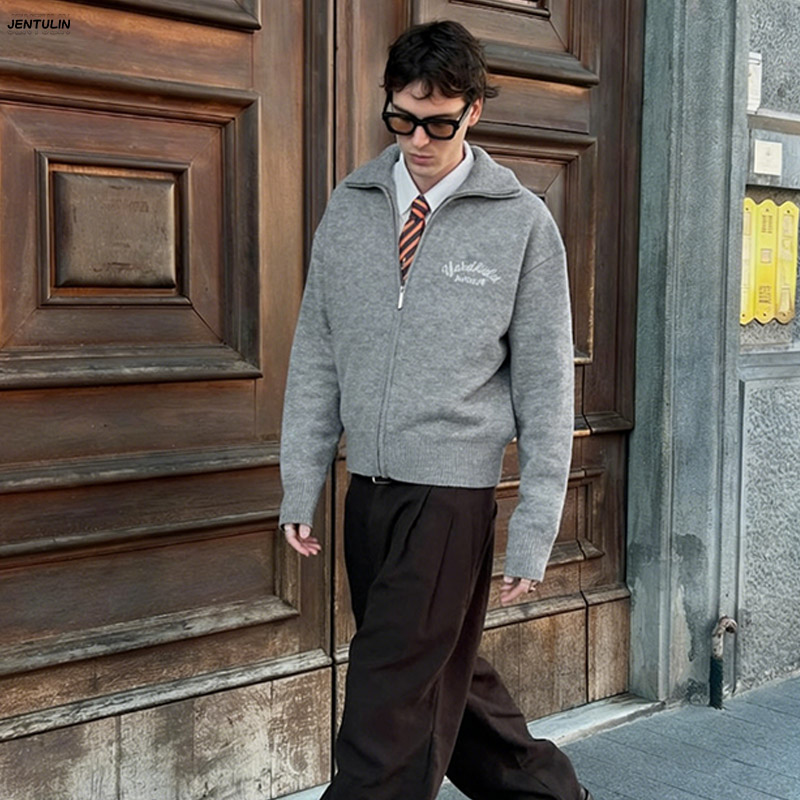 Retro Spliced ​ ​ Sweter damsk – Men'S Fashion Zip Sweater recenzja i cena