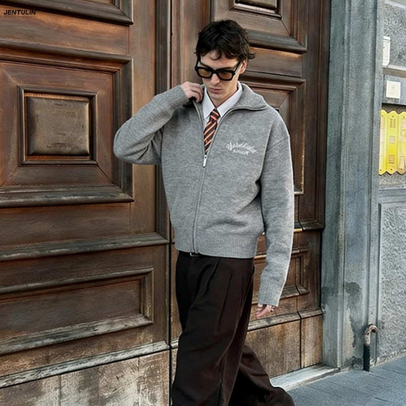 Retro Spliced ​ ​ Sweter damsk – Men'S Fashion Zip Sweater recenzja i cena