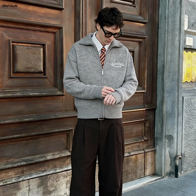Retro Spliced ​ ​ Sweter damsk – Men'S Fashion Zip Sweater recenzja i cena